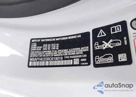 2024 BMW M850I xDrive z USA, uszkodzony, nr VIN WBAFY4C03RCR19019